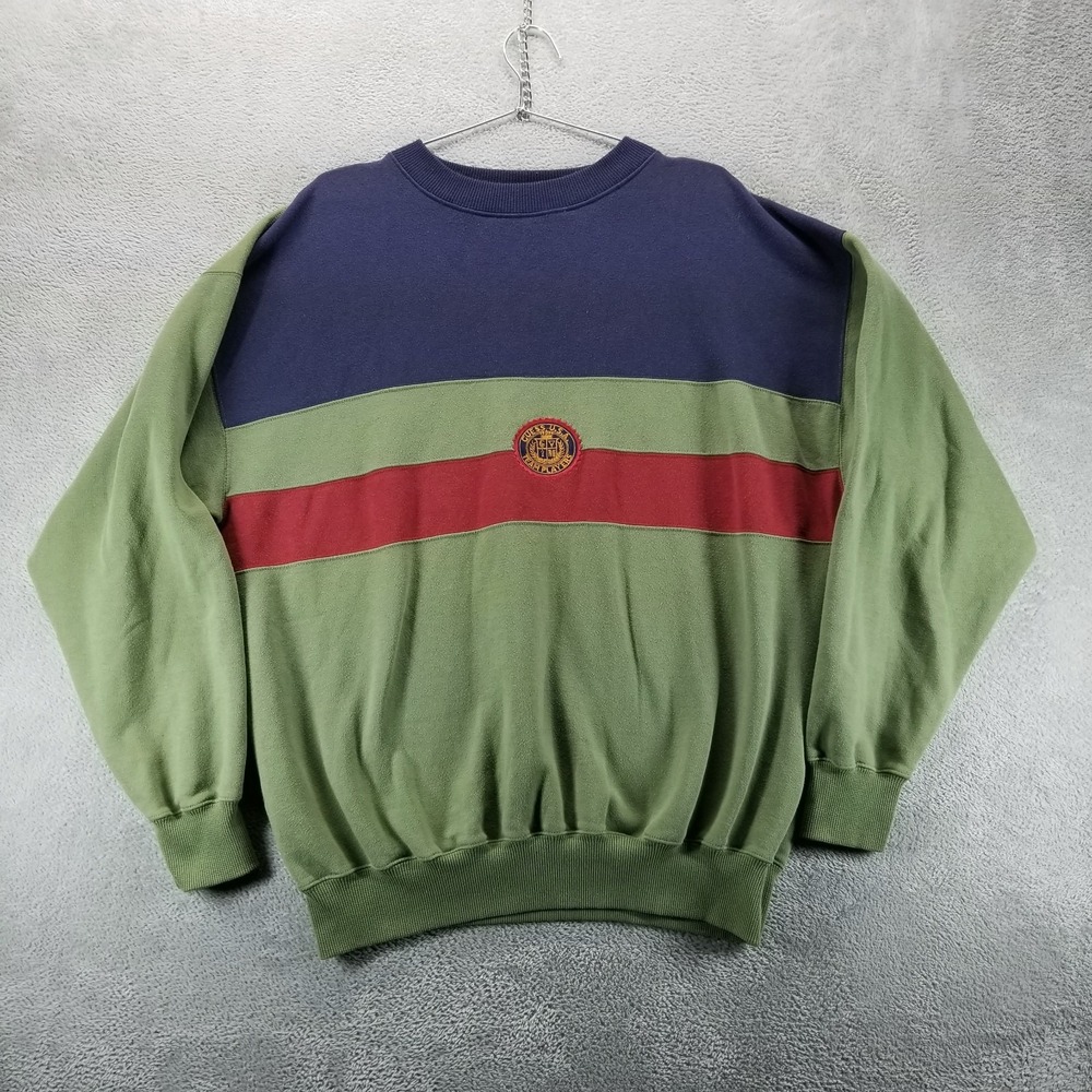 VTG GUESS by Georges Marcia Sweater Mens XL Green USA‎ Team Players Striped 90s